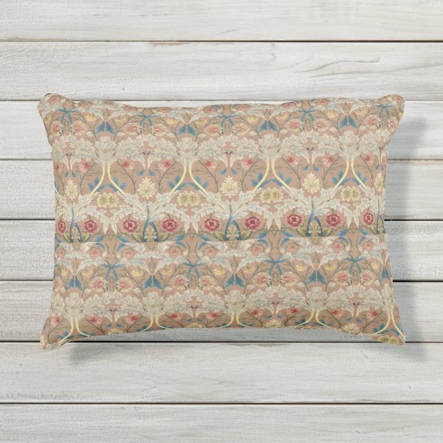 Fine Art William Morris Floral Embroidery Outdoor Pillow (Front)