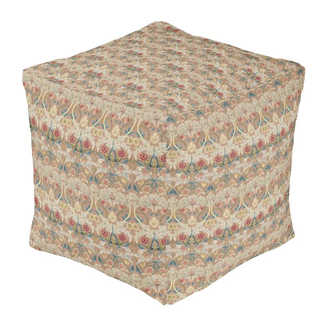 Fine Art William Morris Floral Embroidery Pouf (Angled Front)