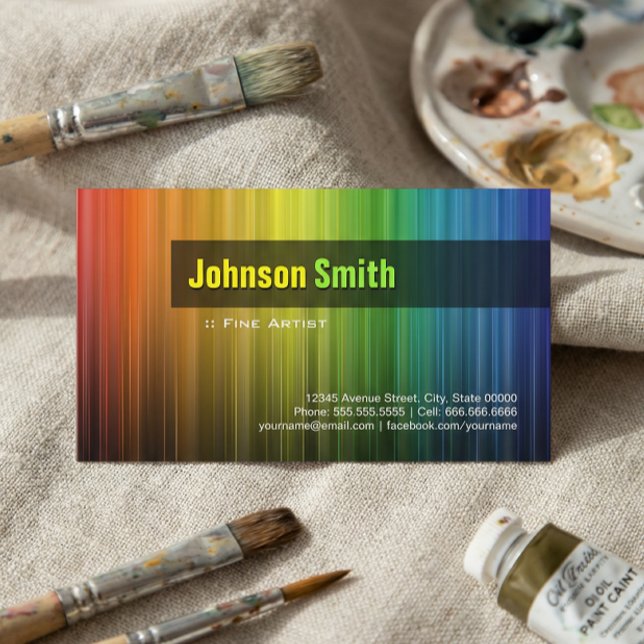 Fine Artist - Stylish Rainbow Colors Business Card (Creator Uploaded)
