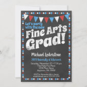 Fine Arts Graduation Party Invitation Red Blue (Front)