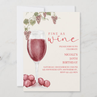 Fine as Wine Elegant Wine Tasting Birthday Invite