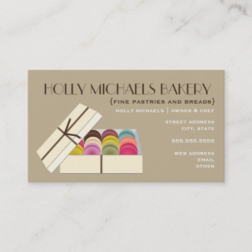 Customizable Fine Bakery Business Card - One Dozen Macarons