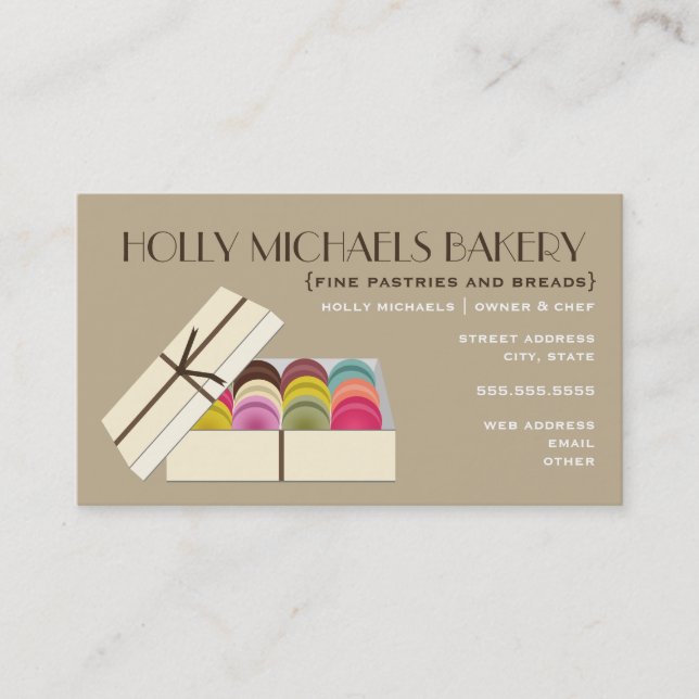 Fine Bakery Business Card - One Dozen Macarons (Front)