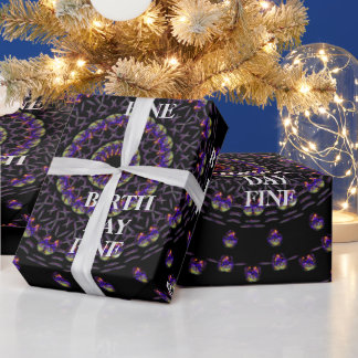 FINE BIRTH DAY_kaleidoscop_Gift_PURPLE_BLACK  Wrap Wrapping Paper