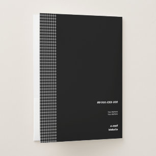 Fine Black Monochrome Small Rhombus Pocket Folder