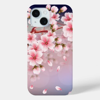 Fine Cherry Blossom Petals Fall Iphone 15 Case by Stangrit at Zazzle