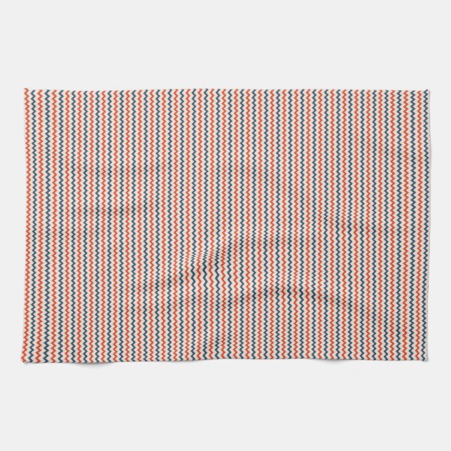 Fine chevron zigzag blue red pink kitchen towel (Horizontal)