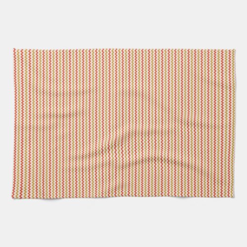 Fine chevron zigzag ochre red pink kitchen towel