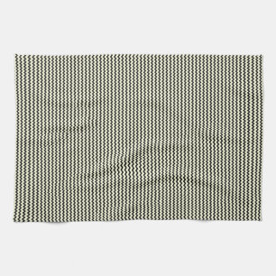 Fine chevron zigzag pattern black and cream kitchen towel