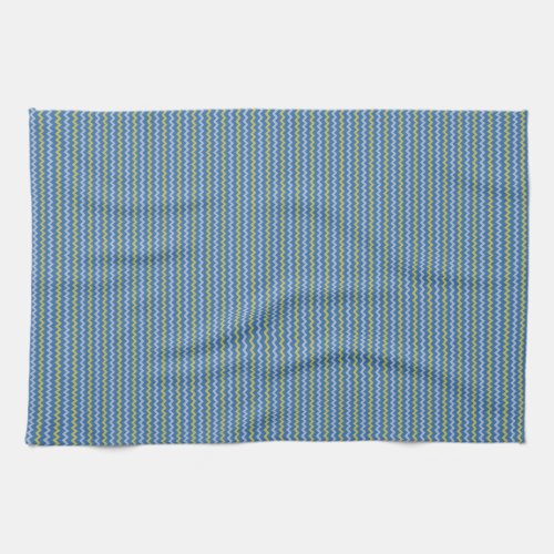 Fine chevron zigzag pattern blue green towel
