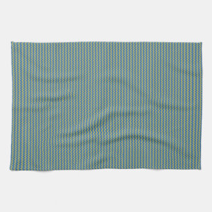 Fine chevron zigzag pattern green blue towel