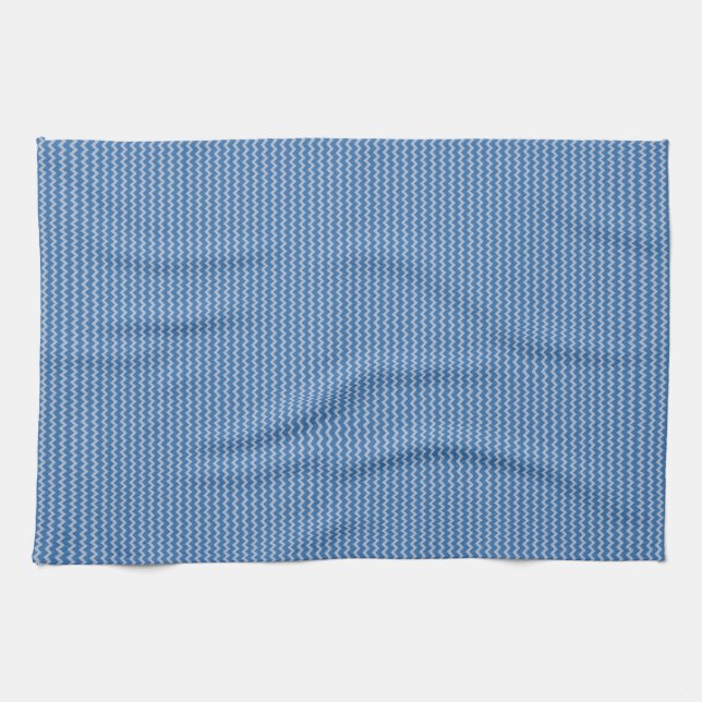 Fine chevron zigzag pattern two tones of blue towel (Horizontal)