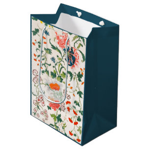 Fine Chinese silk flower design mid 18th century Medium Gift Bag