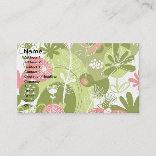 Cool Cute Pink Green White Floral Vector Business Card Templates