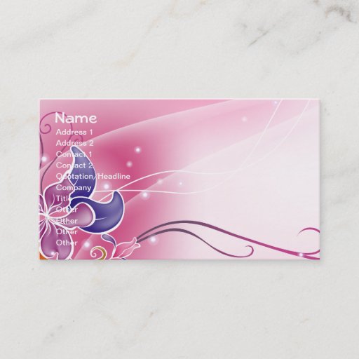 Customizable Pink Retro Flowers, Circles, Swirls Business Card Template