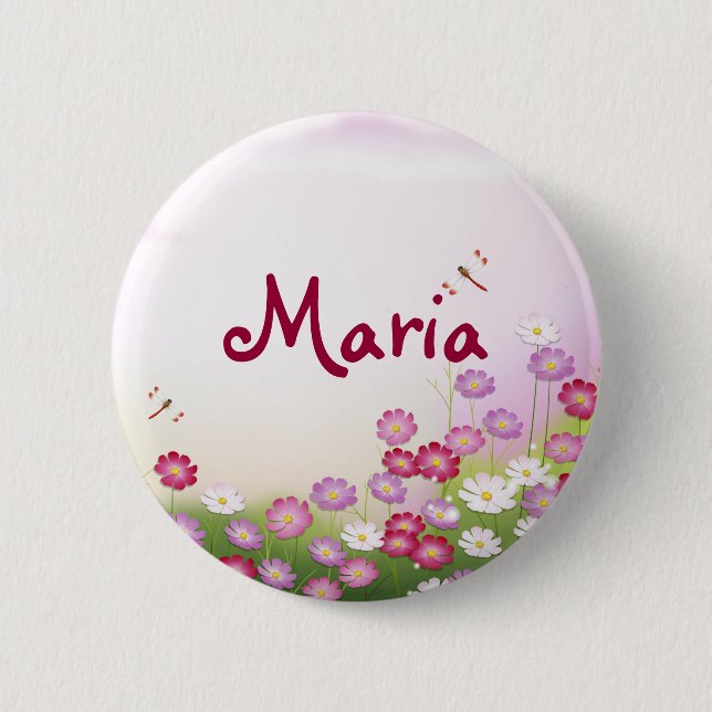 Fine Cool Cute Girly Retro Floral Fashion Button (Front)
