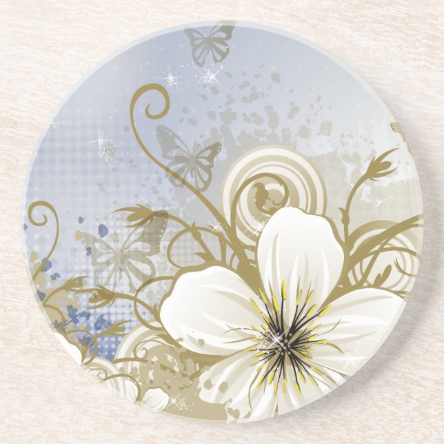 Fine Cool Cute Girly Retro Floral Fashion Drink Coaster (Front)