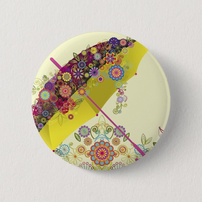 Fine Cool Cute Girly Retro Floral Fashion Pinback Button (Front)