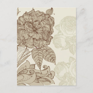 Fine Cool Cute Girly Retro Floral Fashion Postcard