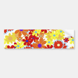Fine Cool Flowers Cute Girly Retro Floral Bumper Sticker