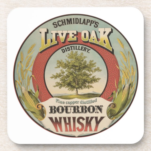 Fine Copper Distilled Bourbon Whisky. Beverage Coaster (Front)
