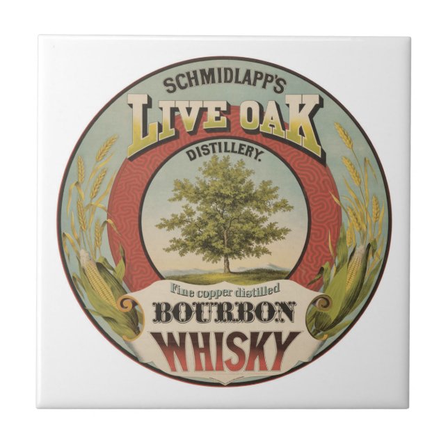 Fine Copper Distilled Bourbon Whisky. Ceramic Tile (Front)