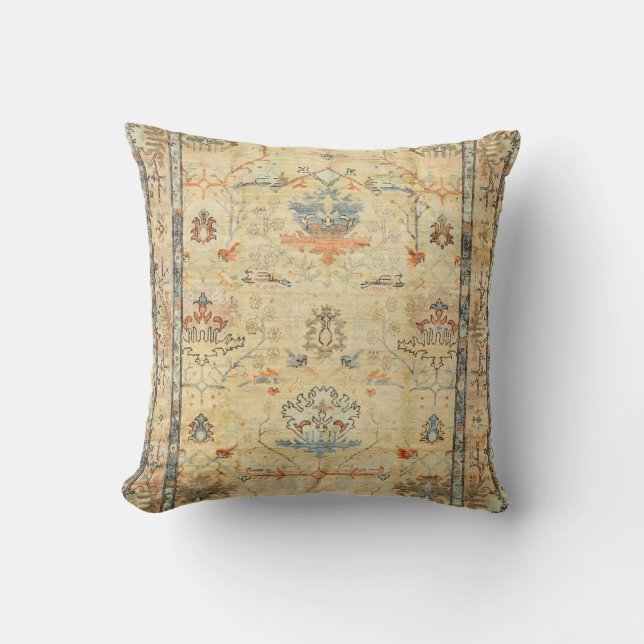 Fine Crafted Yellow Dusty Blue Grey Throw Pillow (Front)