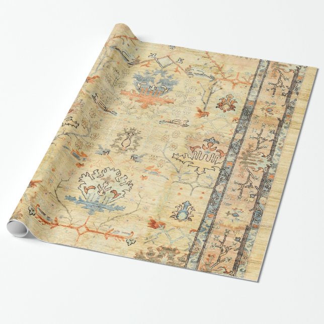 Fine Crafted Yellow Dusty Blues Greys  Wrapping Paper (Unrolled)