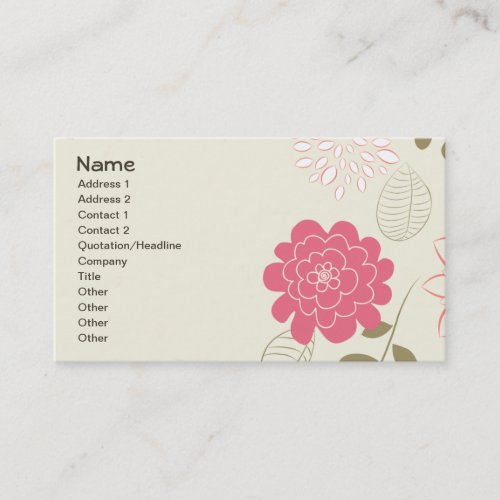 Beautiful Pink Brown Retro Vector Business Card Template