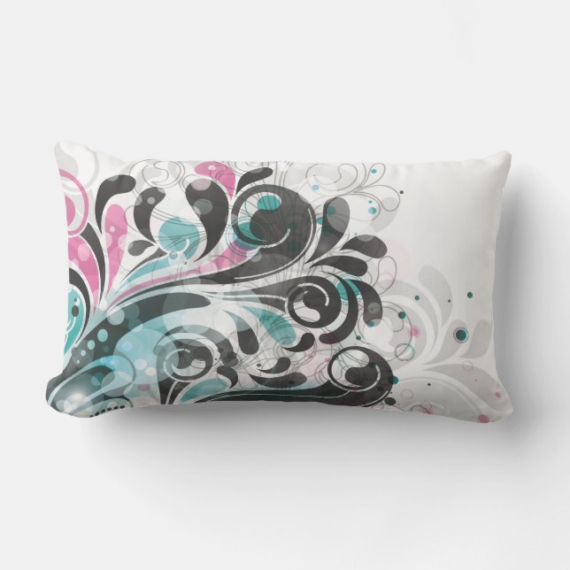 Fine Cute Cool Girly Retro Floral Fashion Lumbar Pillow (Front)