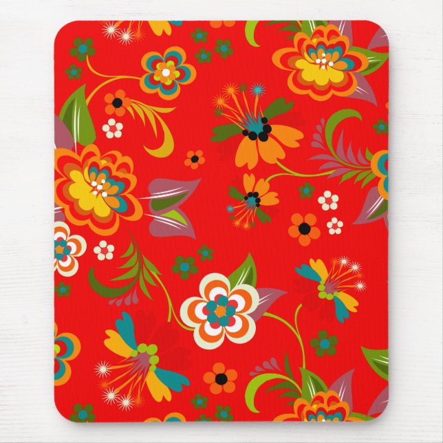 Fine Cute Cool Girly Retro Floral Fashion Mouse Pad (Front)