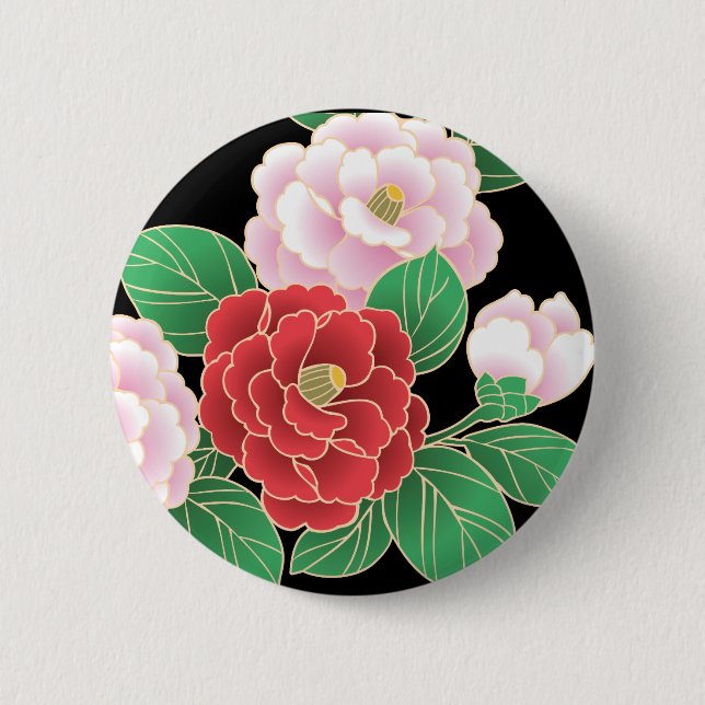 Fine Cute Cool Girly Retro Floral Fashion Pinback Button (Front)
