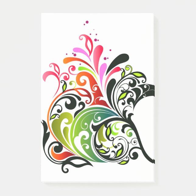 Fine Cute Cool Girly Retro Floral Fashion Post-it Notes (Front)