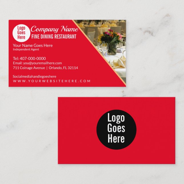 Fine Dining Eatery Catering Restaurant Template Business Card (Front/Back)
