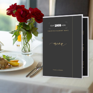 Fine dining restaurant gold black minimalist  menu