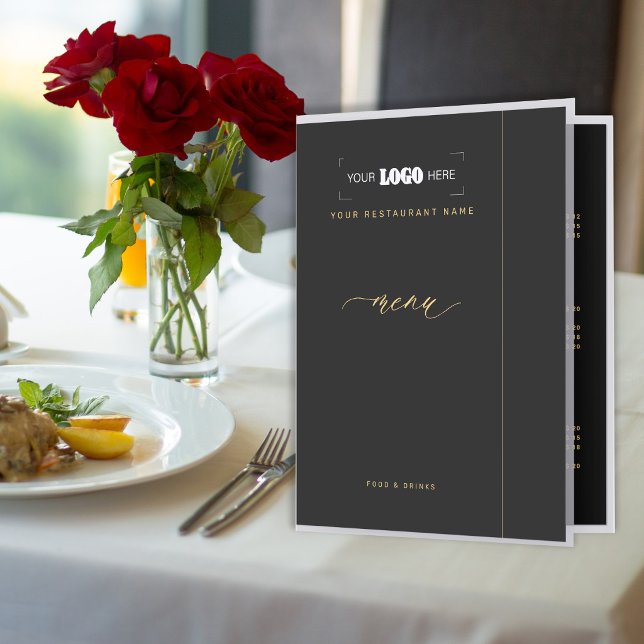 Fine dining restaurant gold black minimalist  menu (Creator Uploaded)
