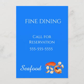 Fine Dining Seafood Customize Blue Backdrop Menu