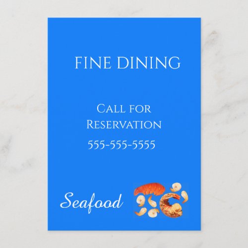 Fine Dining Seafood Customize Blue Backdrop Menu