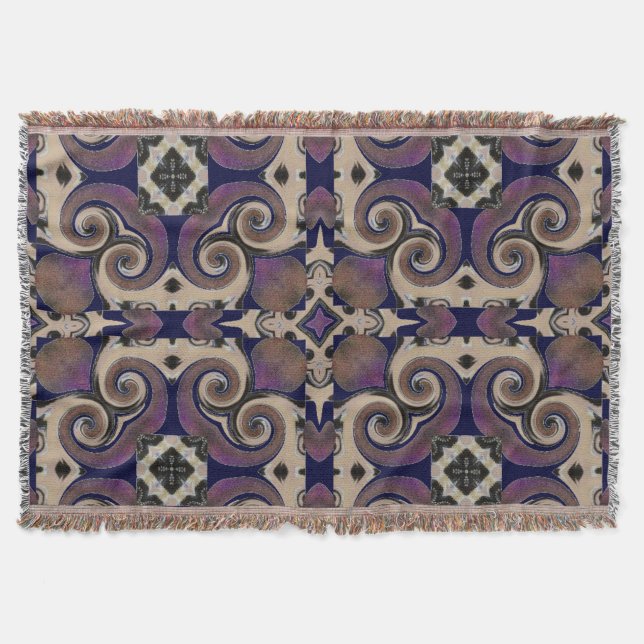 Fine Divine Swirl Design/Purple Blue-Throw Blanket (Front)