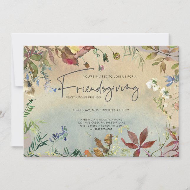 FINE FALL | Watercolor Friendsgiving Feast Invitation (Front)