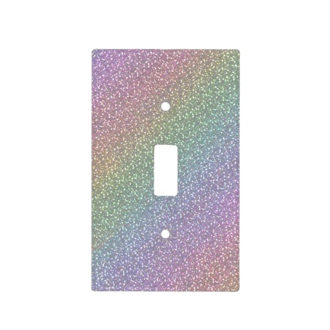 Fine Faux Glitter Sparkles Rainbow Pearl Diagonal Light Switch Cover (Front)