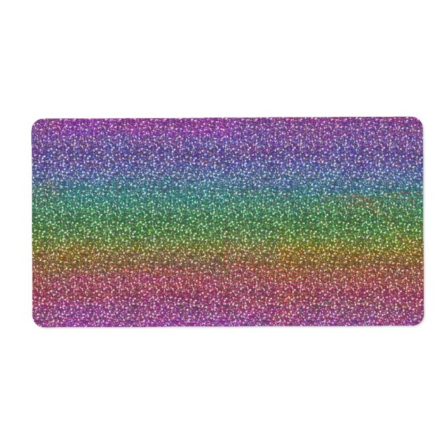 Fine Faux Glitter Sparkles Shiny Rainbow Label (Front)