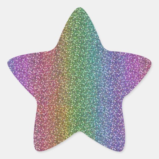 Fine Faux Glitter Sparkles Shiny Rainbow Star Sticker | Zazzle