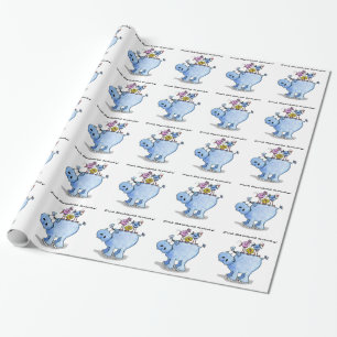 Fine Feathered Friends-Hippo and Birds Wrapping Paper