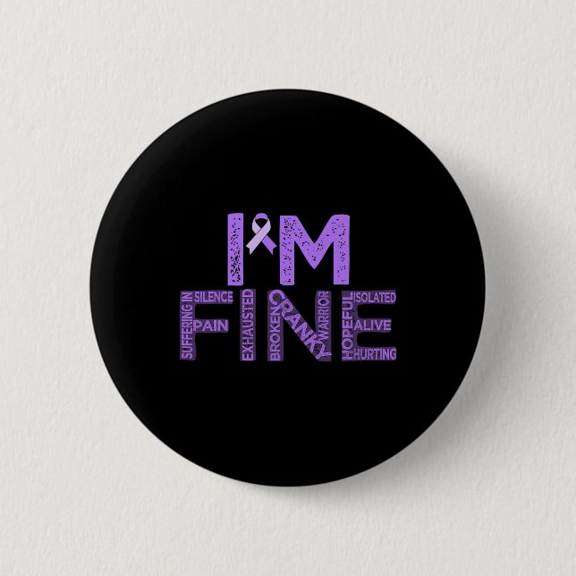 Fine Fibromyalgia Warrior Fibro Awareness Purple R Button (Front)
