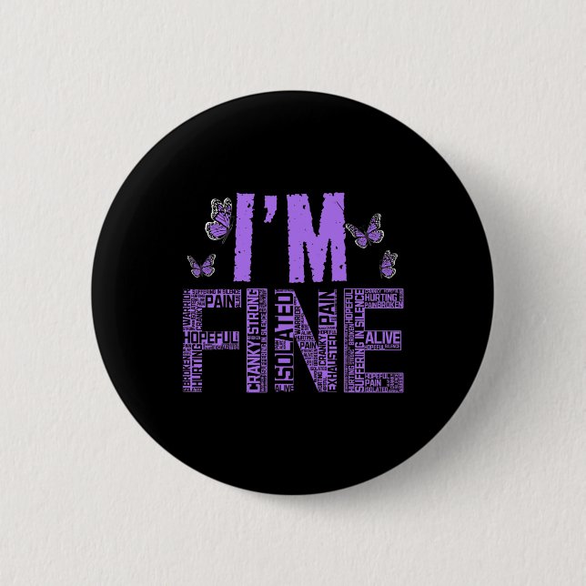 Fine Fibromyalgia Warrior Fibro Awareness Purple R Button (Front)