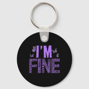 Fine Fibromyalgia Warrior Fibro Awareness Purple R Keychain