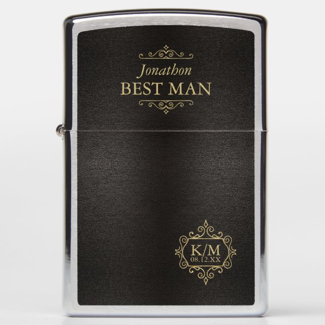 Fine Filigree Gold Wedding Best Man ID871  Zippo Lighter (Front)