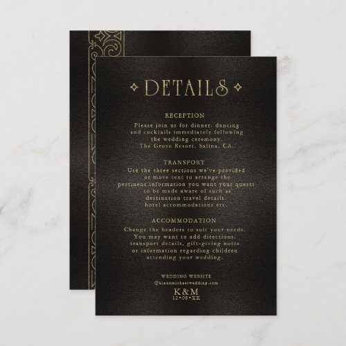 Fine Filigree Gold Wedding Details ID871 Enclosure Card