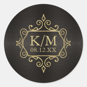 Fine Filigree Gold Wedding ID871 Classic Round Sticker